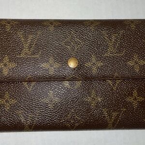 Louis Vuitton Brown Signature Long Wallet with Coin,Card and Pen Holder Vintage